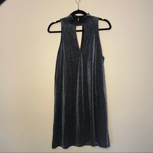 SOPRANO Gold & Blue Glitter Keyhole Dress